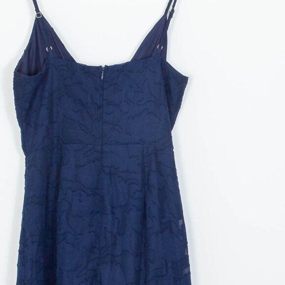 Lulus Near Your Heart Navy Blue Floral Burnout High Low Ruffle Midi Dress Size S - Picture 9 of 10